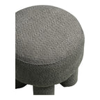 Tabouret pouf rond en tissu bouclé gris foncé, Ø43 cm, pieds assortis