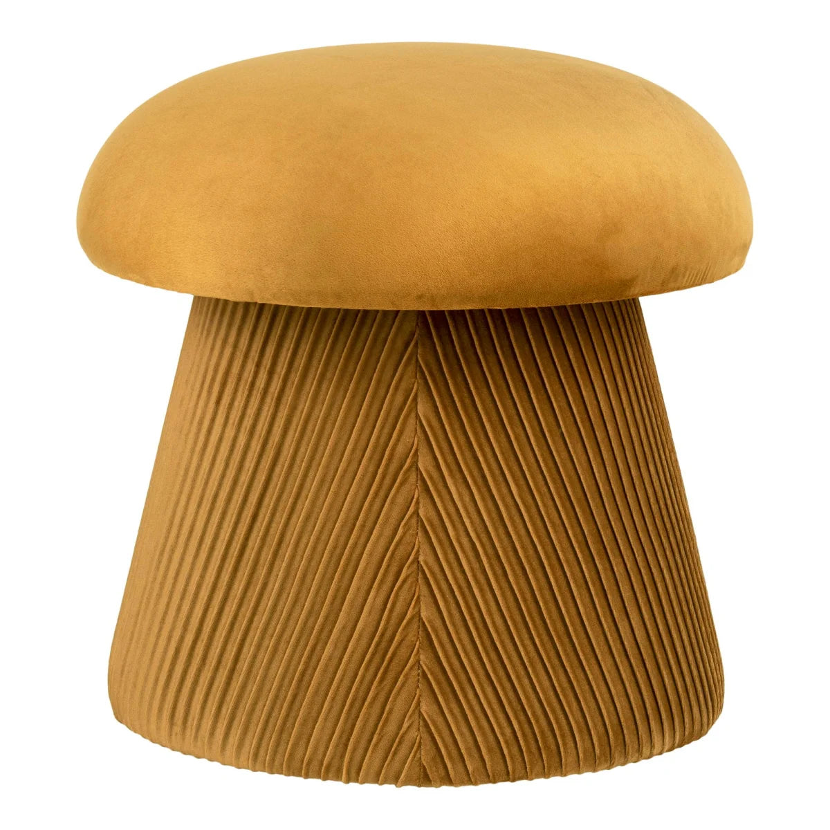 Tabouret pouf champignon velours ocre Ø39x42 cm