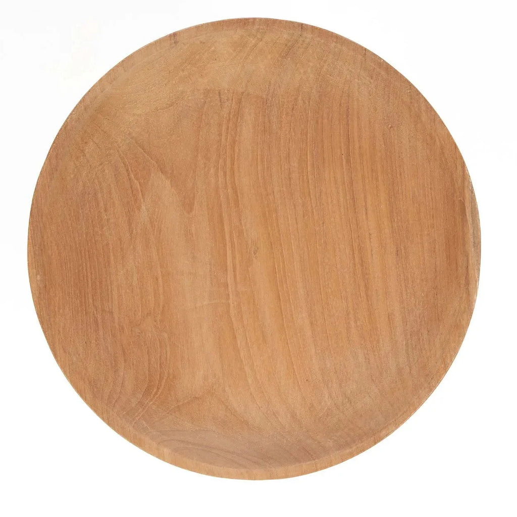 Présentoir à gâteau en bois naturel, pied gravé quadrillage, Ø24 cm, grain lisse