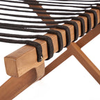 Cadre de chaise en bois avec tressage en corde noire pour Repose-valise pliable en Teck