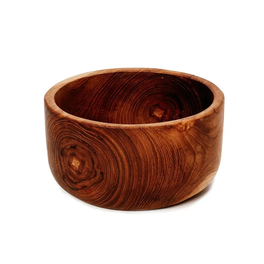 Saladier en teck naturel de 15 cm avec grain visible et finition lisse en bois durable