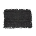 Set de table rectangulaire en coton noir frangé tissé artisanal, lot de 2