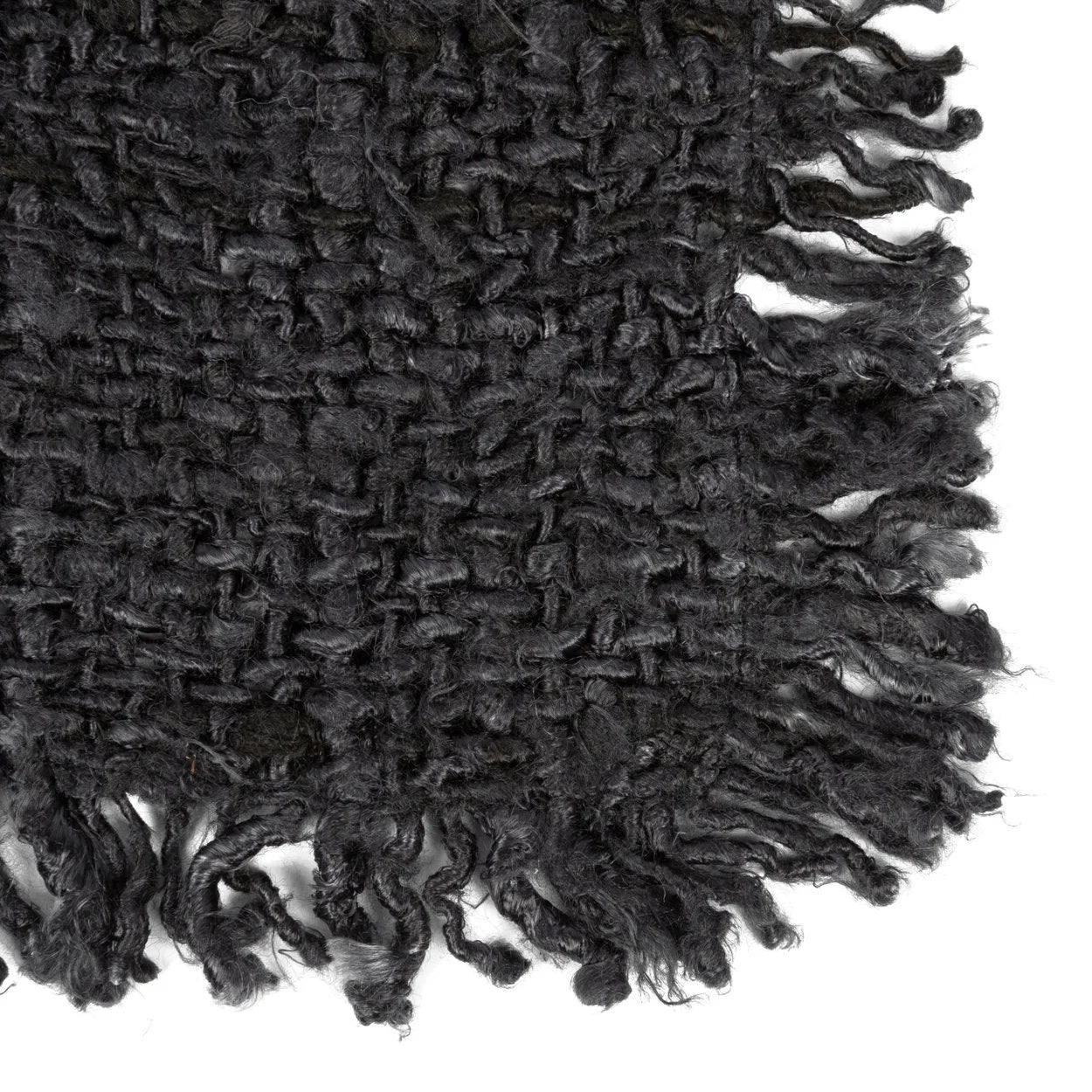 Tapis rectangulaire noir en coton frangé, tissé artisanal, set de 2