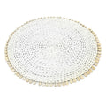 Set de table rond en jonc de mer et coquillages blancs