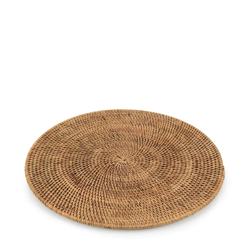 Set de table rond en rotin tressé marron naturel – Set de 2