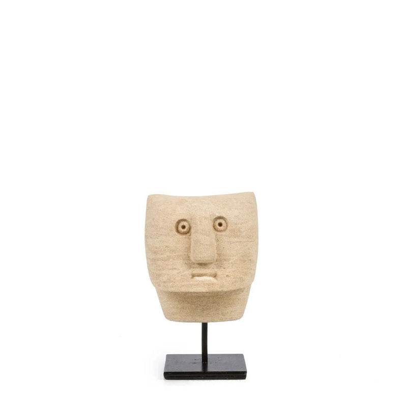Statue en grès Sumba visage sculpté – 13x8 cm