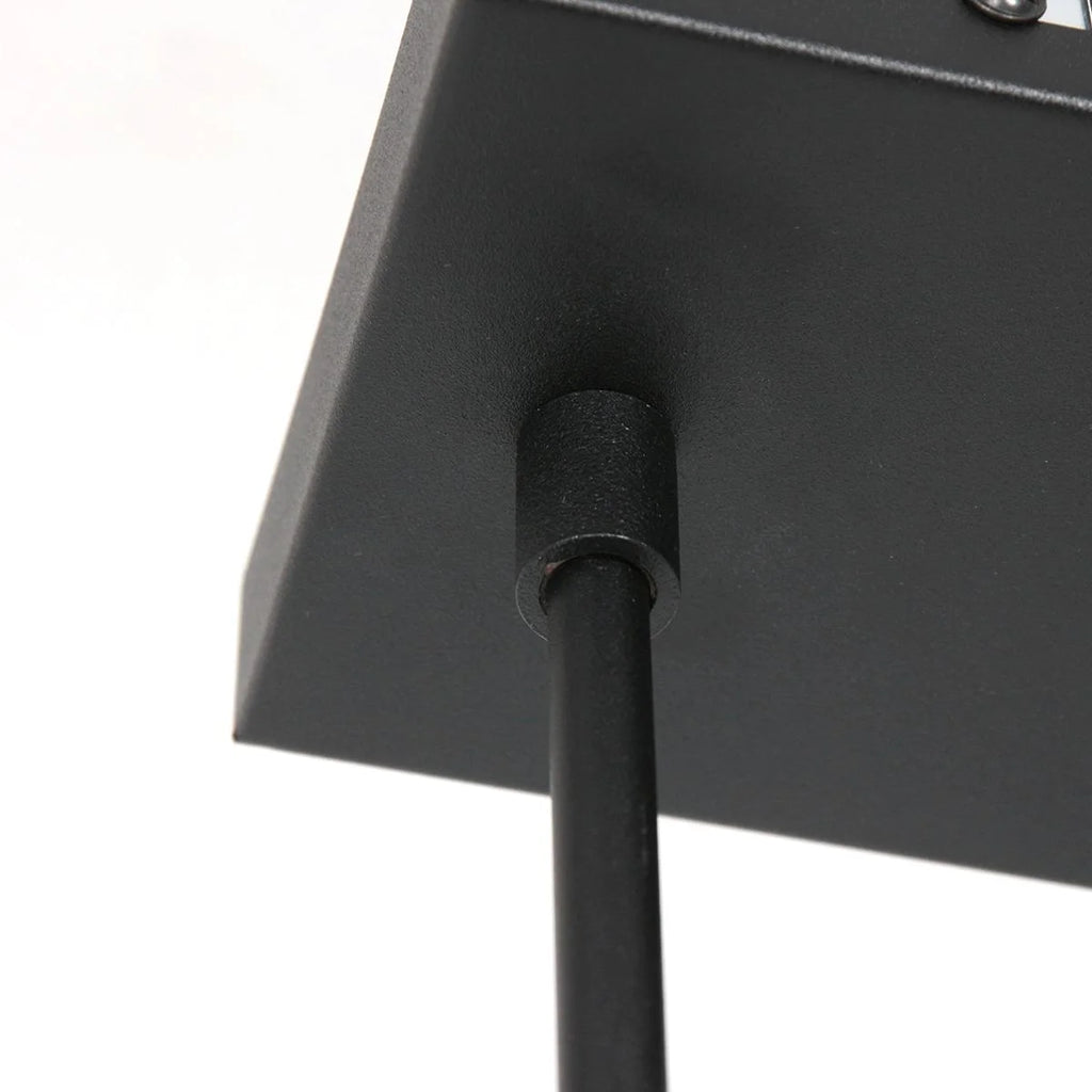 Canapé noir en métal avec plafond suspendu et tige suspendue pour Suspension 3 abat-jour tissu noir intérieur doré 140x30 cm