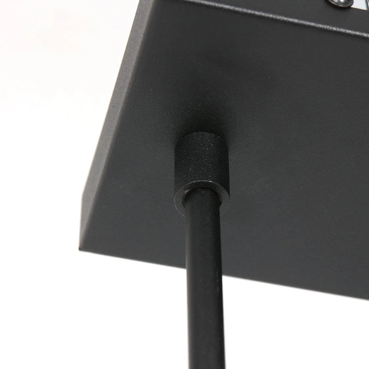 Canapé noir en métal avec plafond suspendu et tige suspendue pour Suspension 3 abat-jour tissu noir intérieur doré 140x30 cm