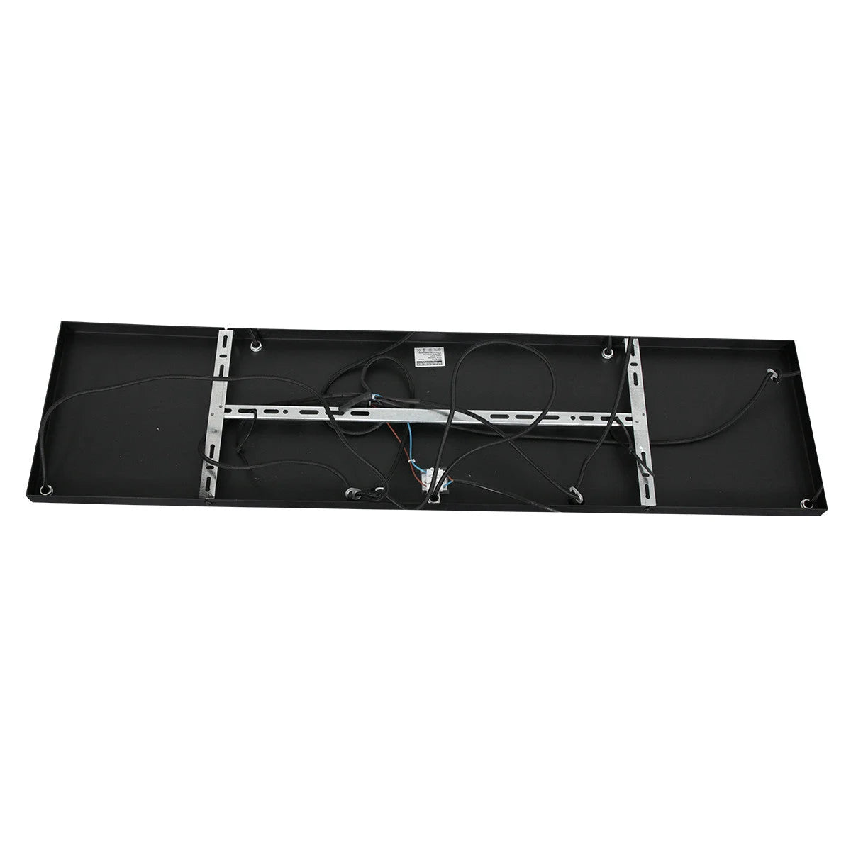 Detecteur lumineux rectangulaire noir avec câblage pour Suspension 5 lumières verre fumé et acier noir