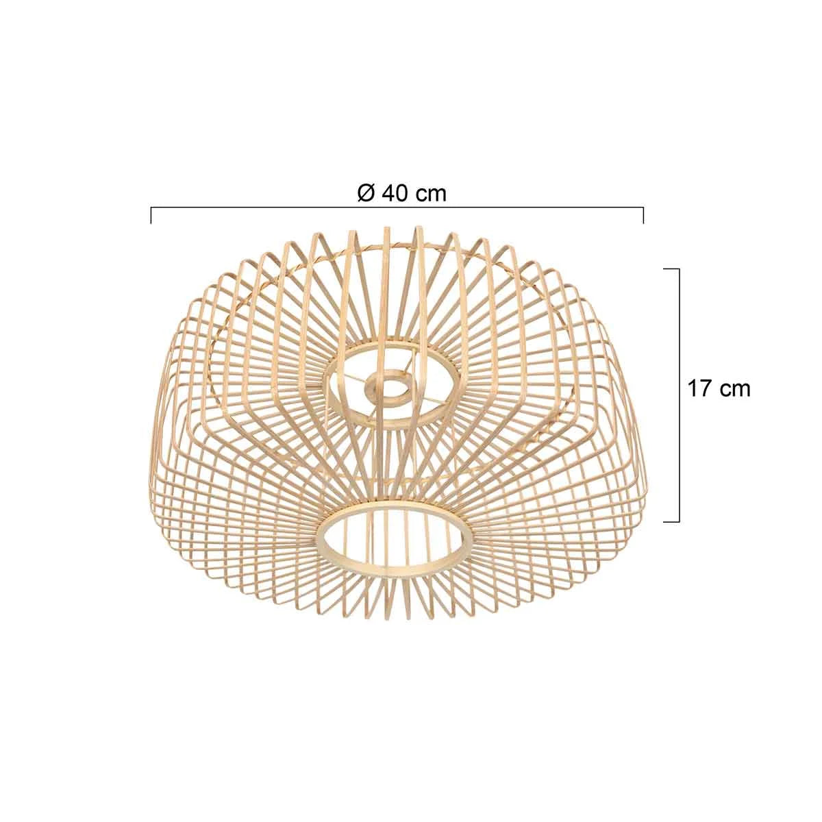 Suspension en bambou ajouré naturel ronde avec cage en bois pour salon ou chambre