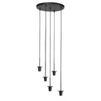 Suspension bambou cuivré avec 5 abat-jours cylindriques ajourés