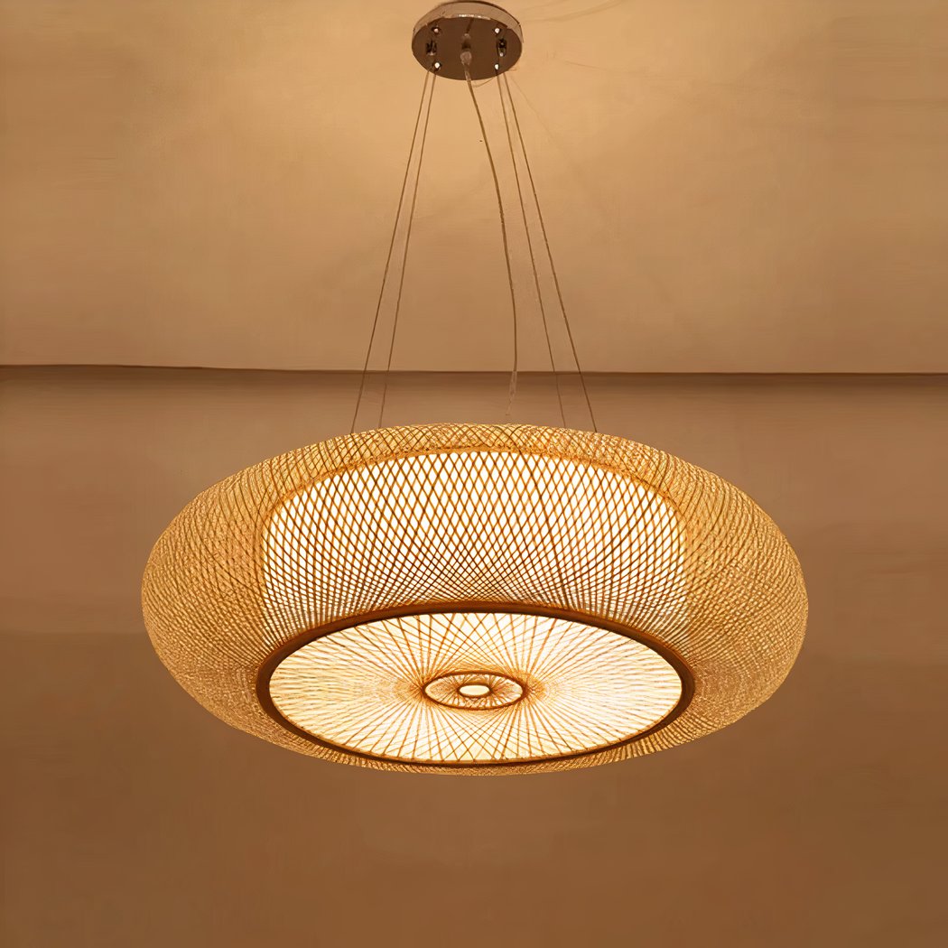 Suspension en Bambou Tressé style Balinais HALO – Ø 50 cm.