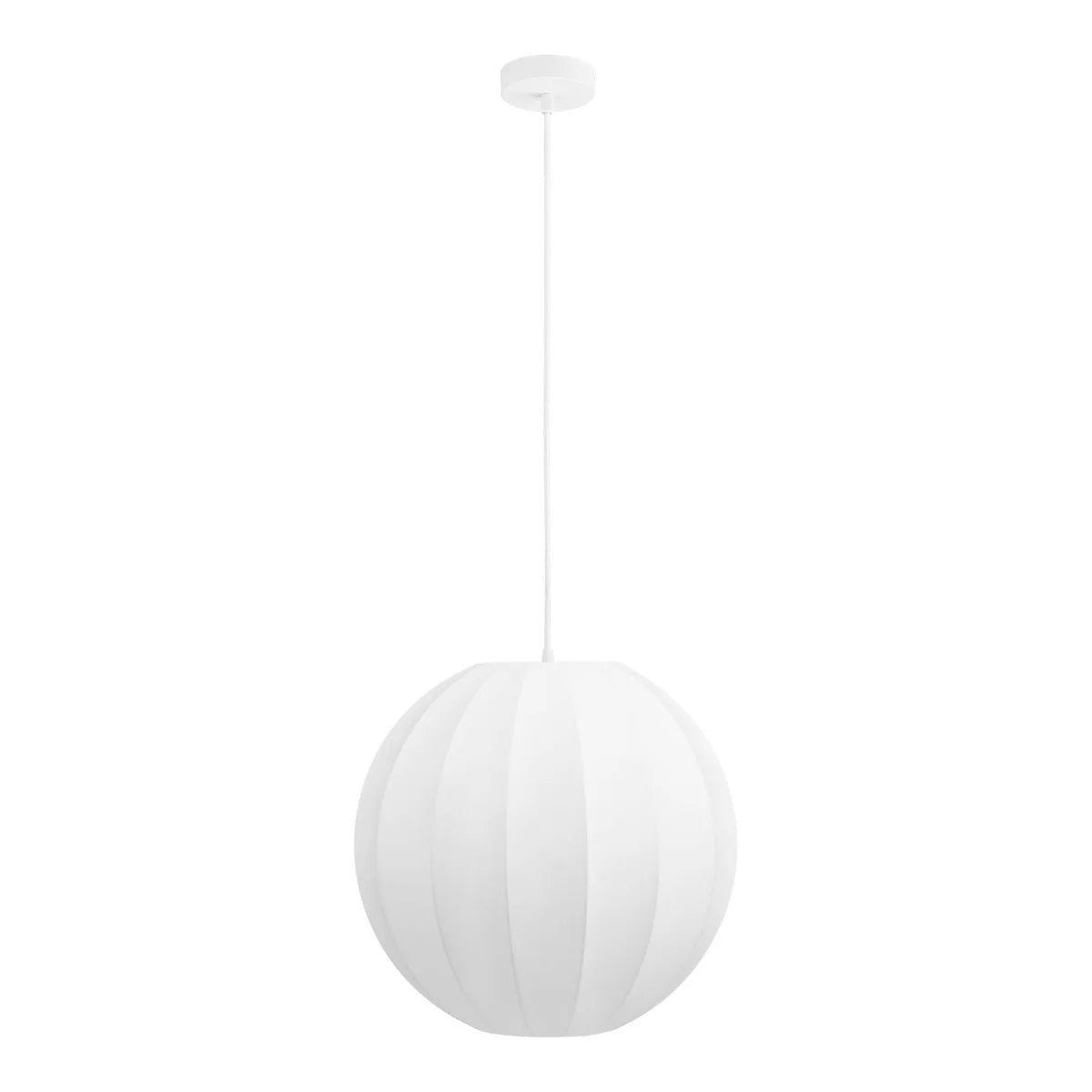 Suspension blanche en soie boule nervurée Ø40 cm