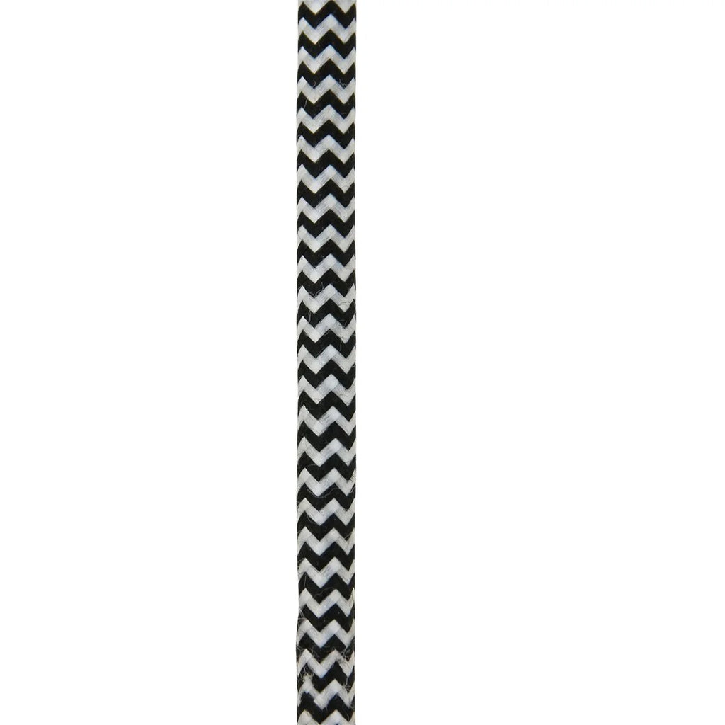 Ruban en chevron noir et blanc pour suspension bois ajouré forme goutte naturel Ø50 cm
