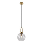 Suspension boule en verre transparent avec douille en laiton doré Ø20 cm