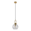 Suspension boule en verre transparent avec douille en laiton doré, Ø20 cm