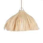 Suspension cloche fibres naturelles frangées paille Ø60 cm
