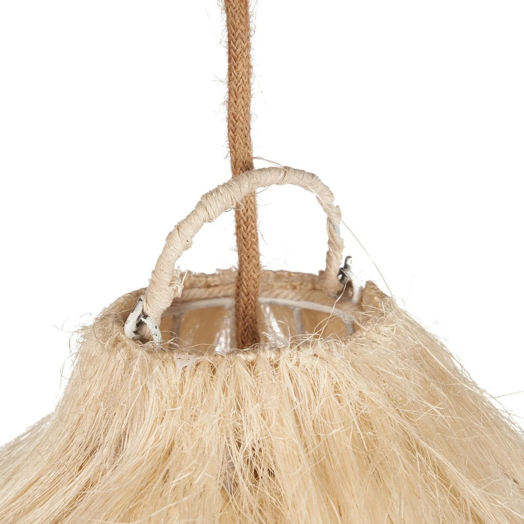 Lampe suspendue cloche fibres naturelles frangées paille Ø60 cm