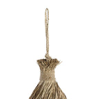 Cloche de suspension en mendong tressé naturel avec balai de paille – Ø50 cm