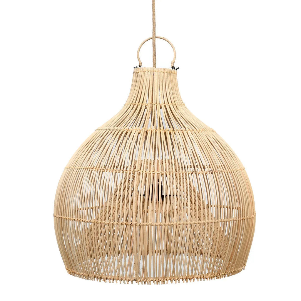 Cloche suspendue en rotin tressé naturel ajouré, Ø40 cm