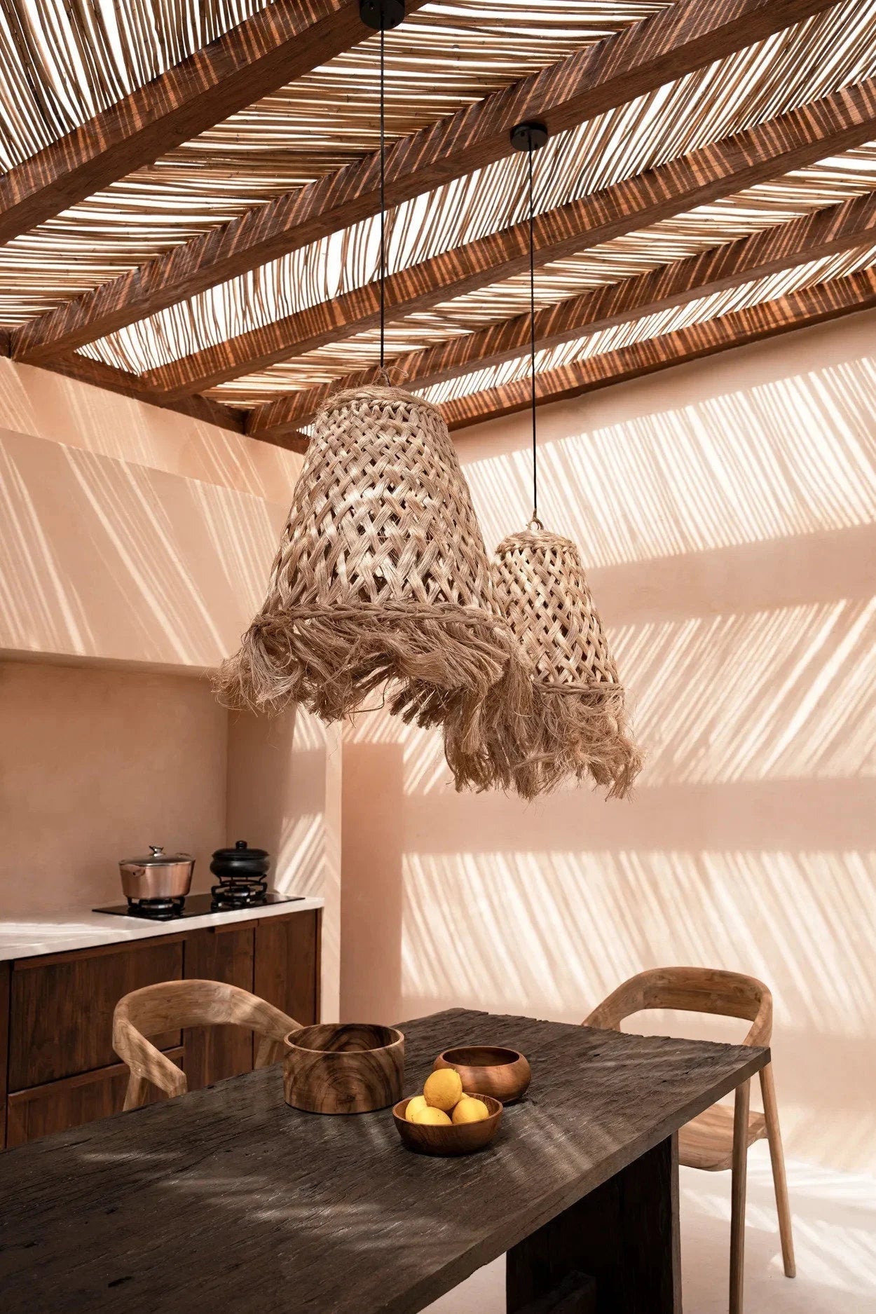 Suspension conique en abaca - Ø53 cm
