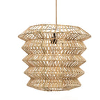 Suspension conique en rotin naturel avec luminaire en paille tissée, design élégant