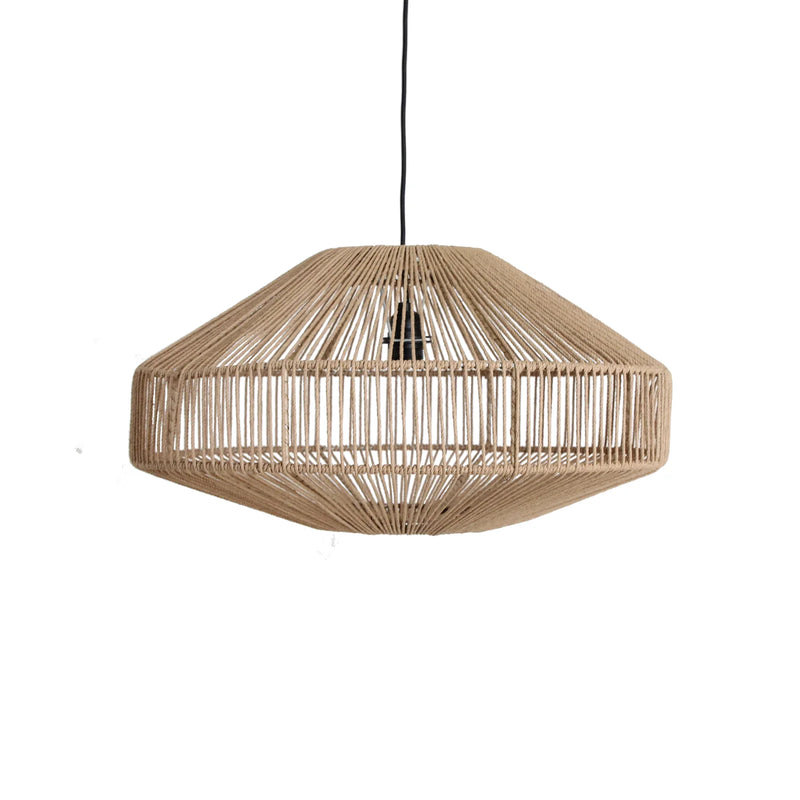 Suspension en corde naturelle ajourée beige sable – Ø60 cm