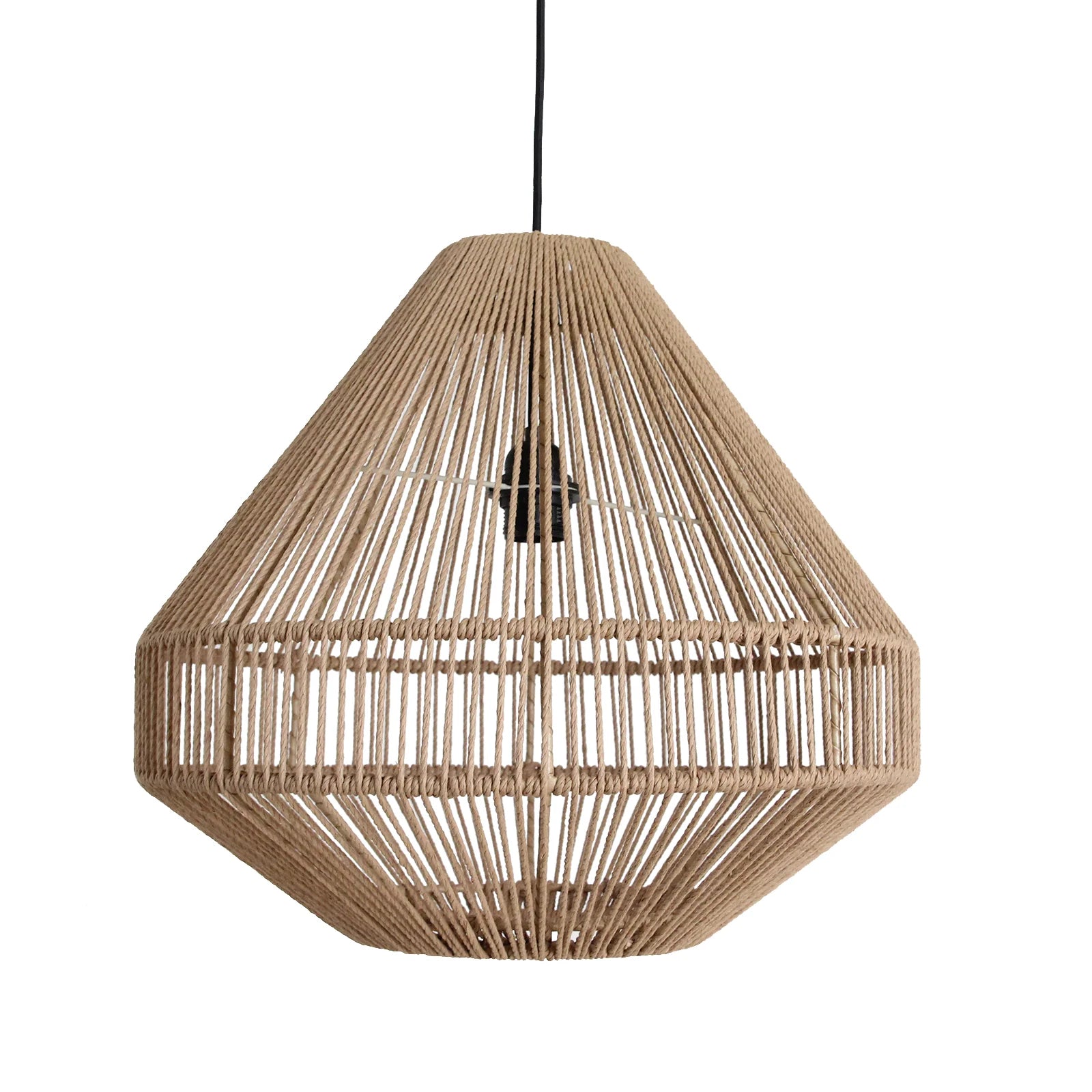 Suspension en corde naturelle forme diamant ajourée Ø44 cm