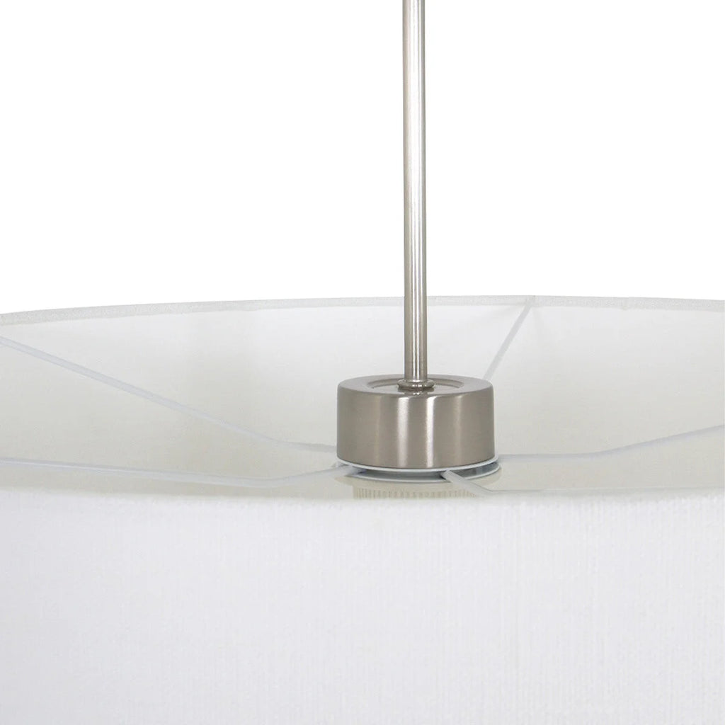 Suspension cylindre tissu blanc et métal brossé avec abat-jour en tissu blanc, Ø50 cm
