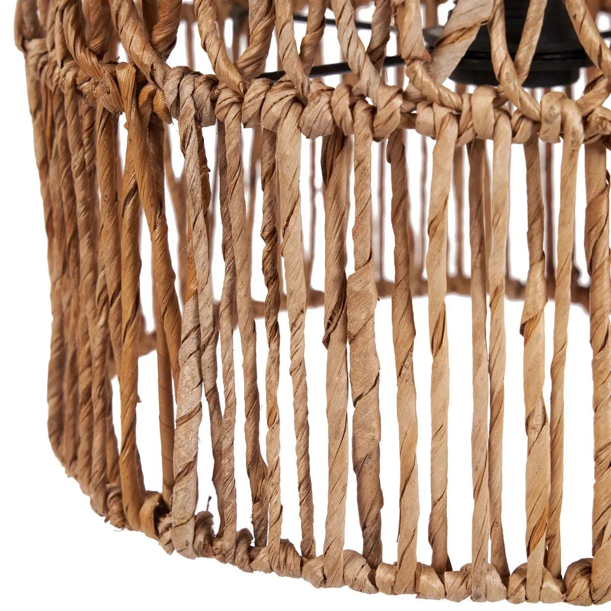 Suspension cylindrique en feuilles de bananier tressé naturel – Ø30 cm