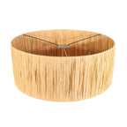 Abat-jour cylindrique en fibres naturelles beige avec cadre métallique pour suspension