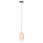 Suspension cylindrique en verre ajouré couleur naturelle, diamètre 15 cm