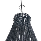 Suspension goutte en perles de bois noir ajouré Ø40 cm avec douille en plastique noir texturée