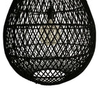 Suspension goutte en rotin noir ajouré Ø45x65 cm avec ampoule visible