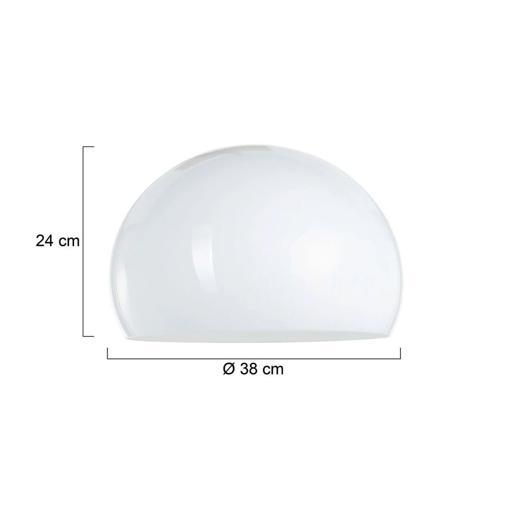 Suspension hémisphérique blanche en plastique lisse avec dimensions de 38 cm de diamètre