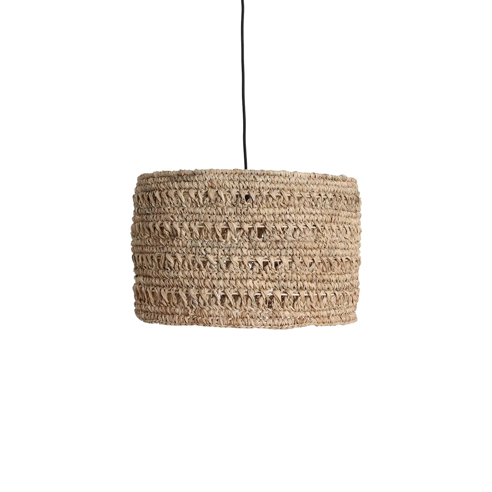 Suspension en herbe marine tressée naturelle beige, Ø40 cm, câble noir