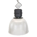 Suspension industrielle en métal noir et verre strié transparent Ø41 cm
