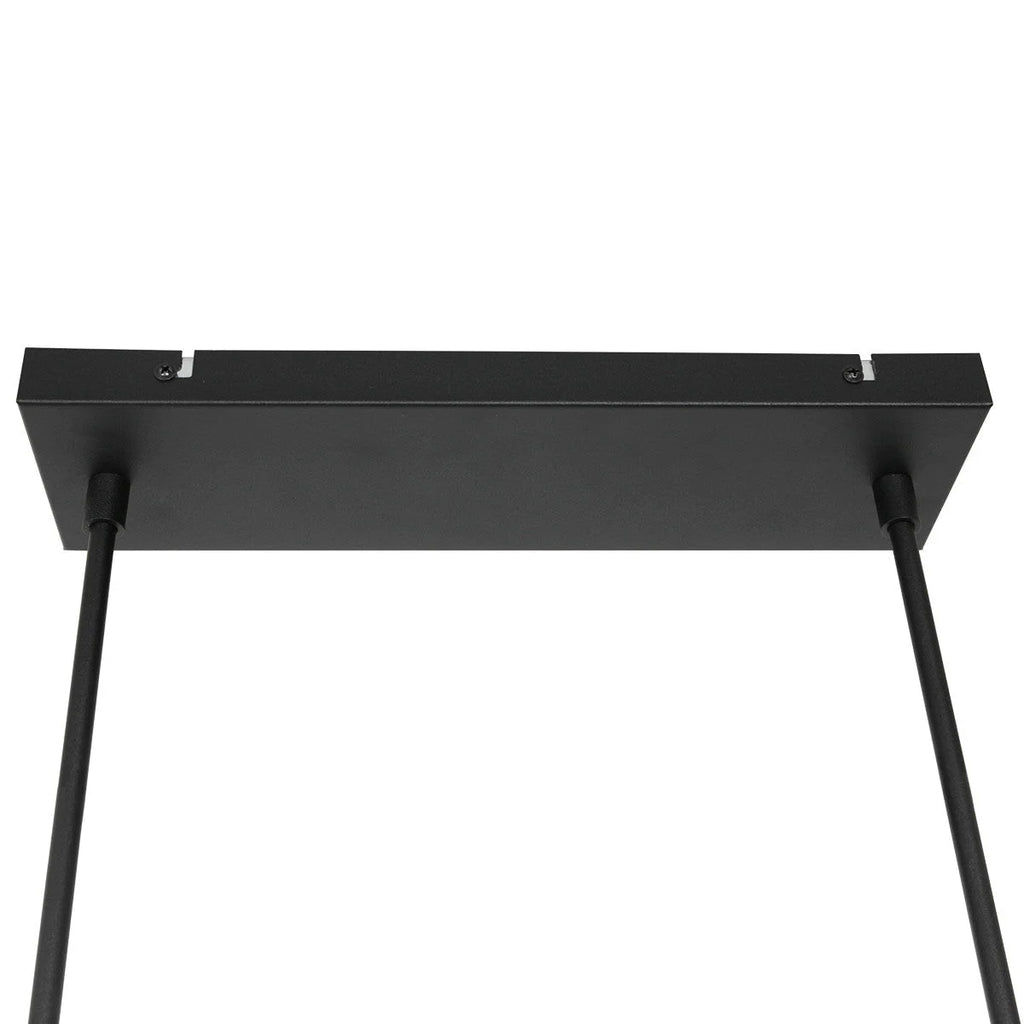 Plafonnier rectangulaire noir avec deux cordons suspendus pour suspension linéaire en métal