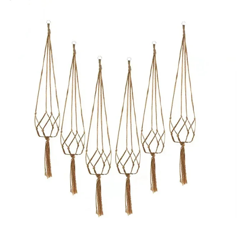 Six porte-plantes en macramé en corde pour plantes suspension en lot de 6