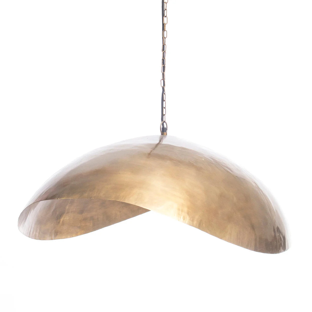 Suspension en métal martelé laiton torsadé XL, 100x70 cm, dôme courbé