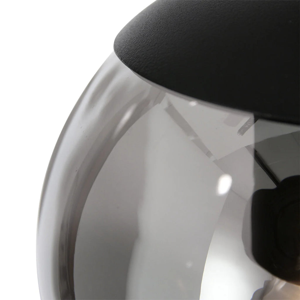 Suspension multiple en verre fumé noir boules dégradées Ø60 cm avec lampe en verre fumé