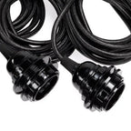 Ampoules noires avec cordons tressés pour suspension longue de 250 cm