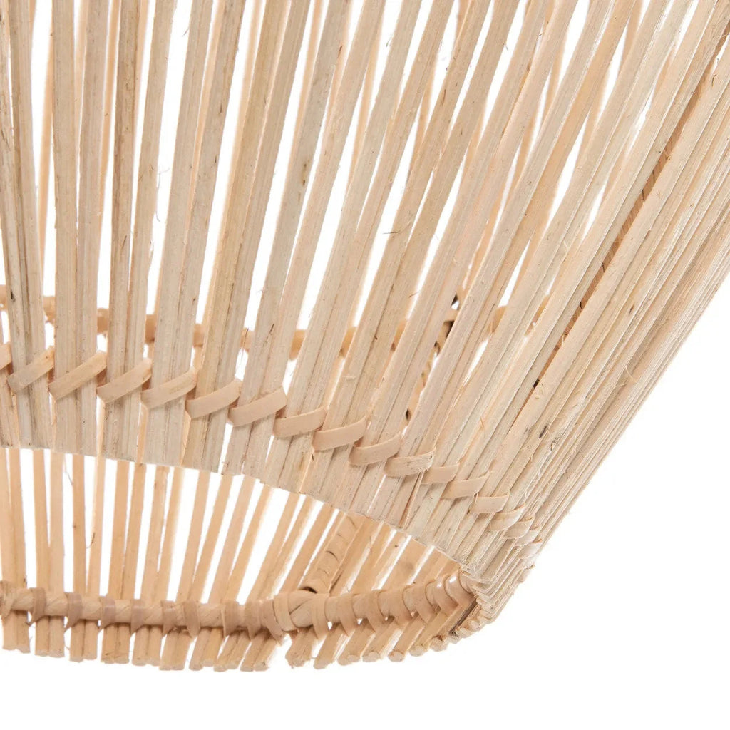 Suspension ovale en rotin ajouré naturel avec abat-jour en bambou clair 35x60 cm