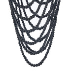 Suspension cascade perles bois noires Ø47 cm effet mat