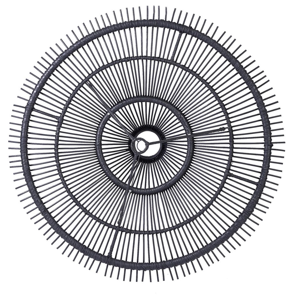Cadre de suspension rond en rotin noir ajouré effet soleil XXL Ø150 cm