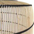 Abat-jour suspension rotin ajouré naturel noir Ø61 cm forme tambour