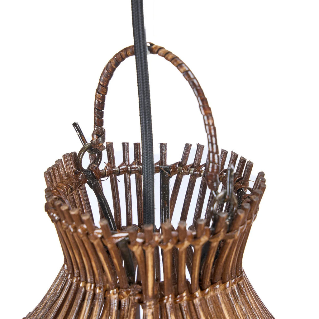 Trio de lanternes en rotin ajouré noyer foncé forme goutte Ø80 cm