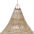 Suspension en rotin naturel forme goutte tressée ajourée diamètre 55 cm