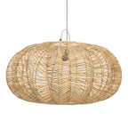 Suspension en rotin naturel forme lanterne ajourée en bambou tressé Ø65 cm