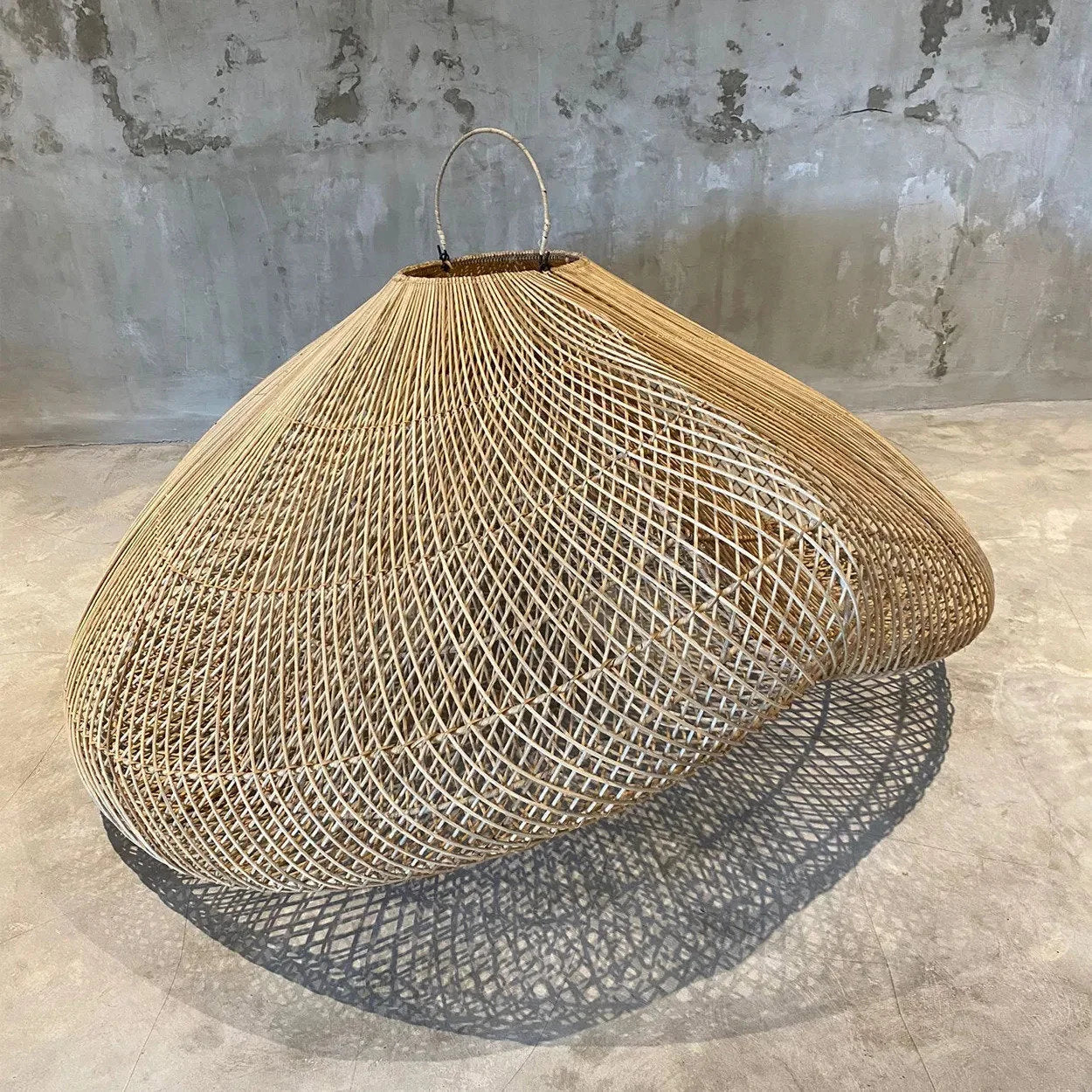Suspension rotin naturel forme nuage Ø120 cm, teardrop beige tressé